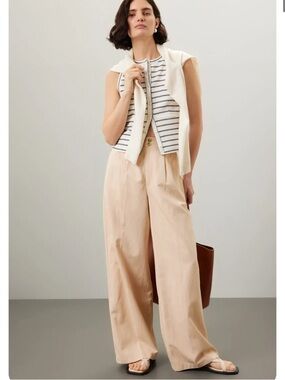 Madewell Harlow Wide-Leg High-Rise Pants in Light Beige